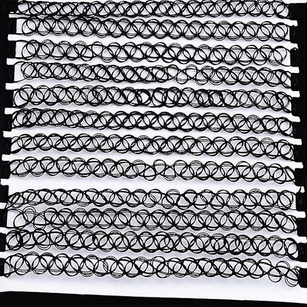 12 stk/sæt Fishline sort tatovering halskæde Vintage Henna Gothic Punk Elastic