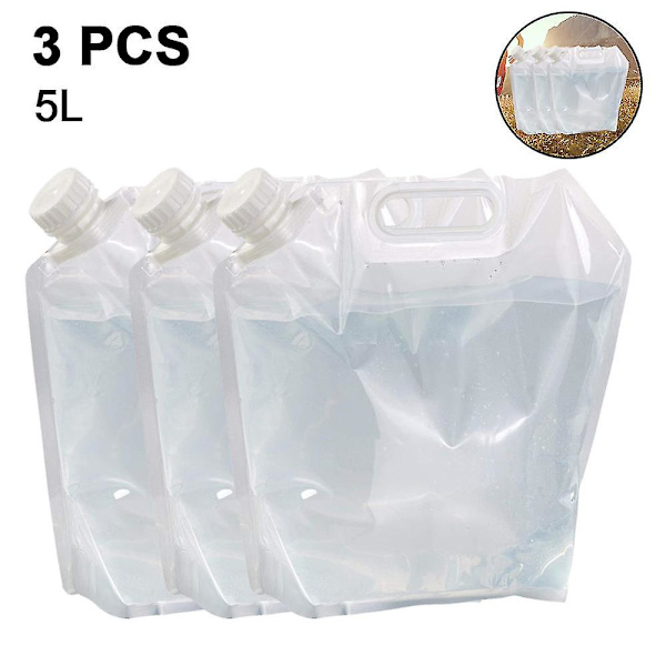 Hopfällbar vattenbehållare, Bpa-fri plast vattenvikbar bärare 5L