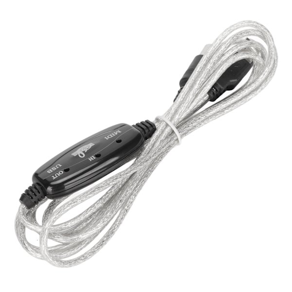 MIDI til USB Kabel Ca. 2,2yd Langt 16 Kanaler USB PC Interface LED Strøm Input Output Indikator USB MIDI Kabel