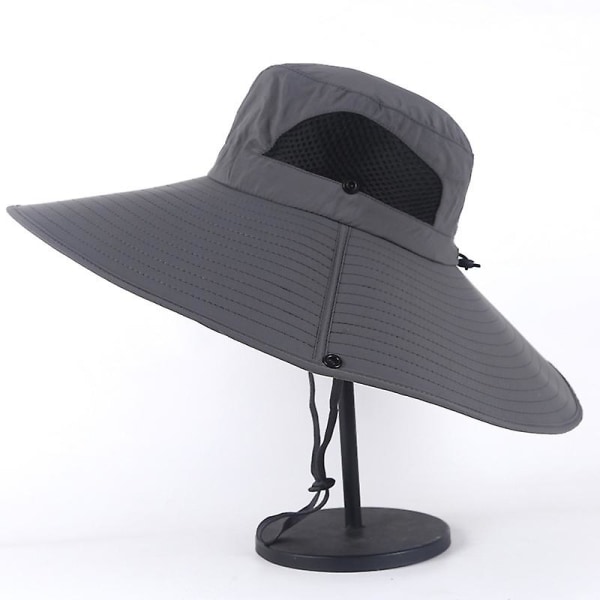 Dame Super Wide Brim Sun Hat Upf50+ Vanntett bøttehatt for fiske, fotturer, camping Dark gray