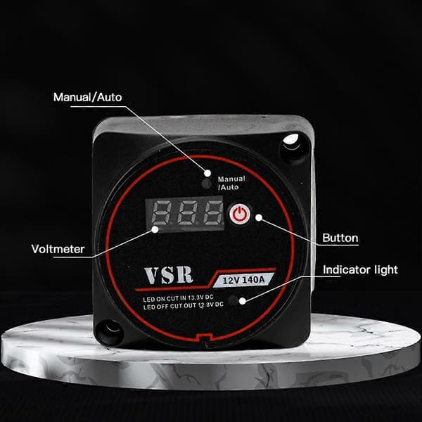 Smart dobbeltbatteri Smart Isolator 12V 140A Digitalt spændingsfølsomt relæ VSR Split Charge til autocamper black