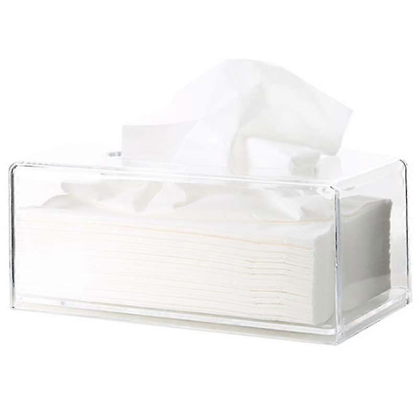 【BQ】Facial Tissue Dispenser Box Holder Clear Acrylic Rectangular Napkin Organizer for Bathroom