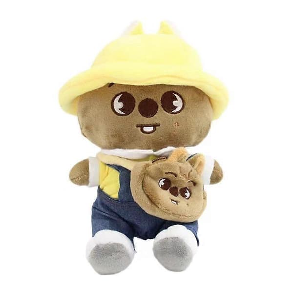【BQ】Forårs børns søde plys siddende dukke med hat rygsæk dukke Kawaii følgesvend-E E