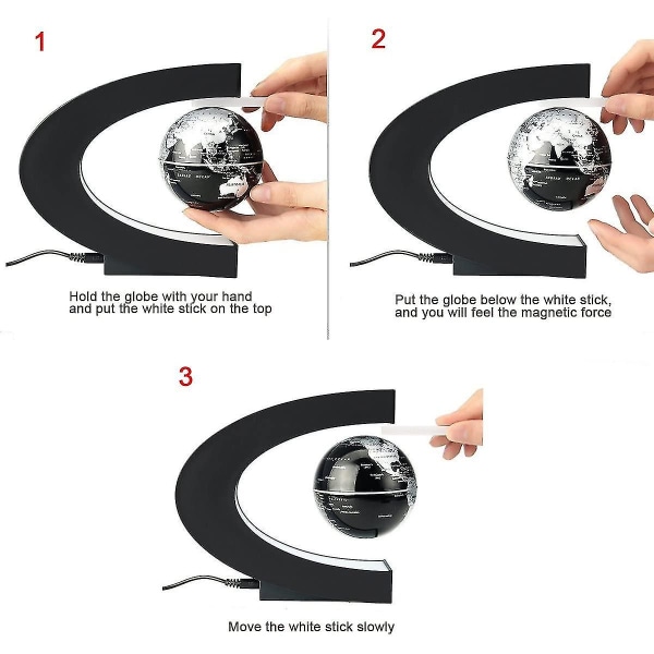 Flytende Globe Med Led Lys C Form Magnetisk Floating Globe Verdenskartdekorasjon