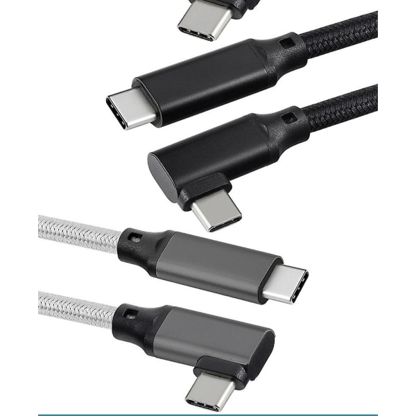 2kpl Oculus Quest 2 -linkkikaapeli, usb C-C-kaapeli linkkipalveluun ja lataamiseen, nopea tiedonsiirto, nopea laturijohto 90 asteen kulmassa Type C, com grey 01 6.56 feet