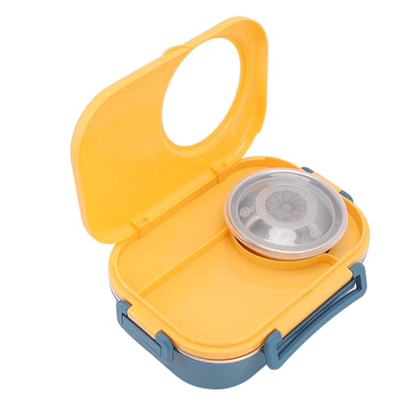 1450ml Rustfritt Stål Termisk Bento Matboks Dobbelt Lag Rombeholder for Studenter Gul