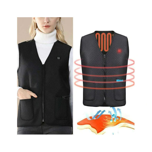 Eluppvärmd Jacka Värmeväst Thermal Body Varm väst - Svart Storlek 3XL