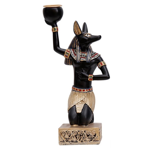 Ljushållare För Wick Ljus Egyptisk Farao Ljusstake Resin Staty Inflyttningspresenter A