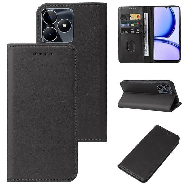 【BQ】Magnetisk Lukning Læder Telefoncover Sort Black For Realme C53