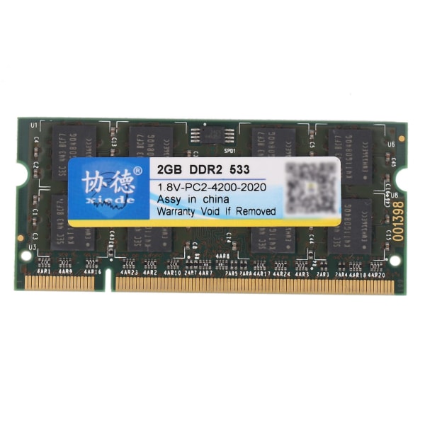 Xiede Laptop Memory Ram Module Ddr2 533 2gb Pc2-4200 240pin Dimm 533mhz För Notebook X029 green