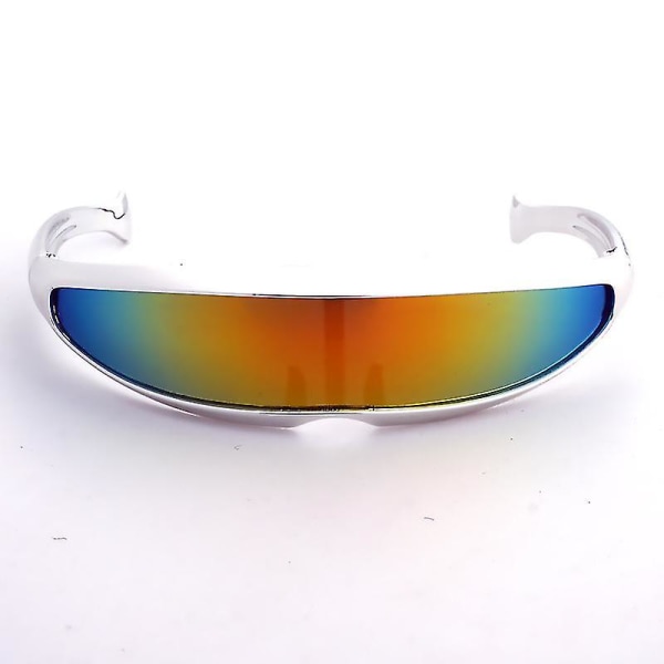 Futuristiske smale Cyclops-farge-speilglassvisirsolbriller Silver Red