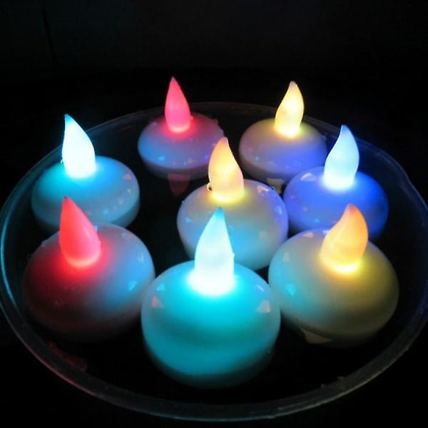 12 kpl Led kelluvat kynttilät liekettömät vesikynttilät vedenpitävä kynttilälamppu hääjuhliin Colorful