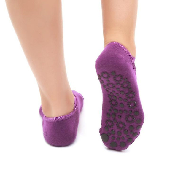 Kvinner Yoga Sokker Ankel Sklisikre Cross Sports Sokker For Ballett Pilates Dance Purple