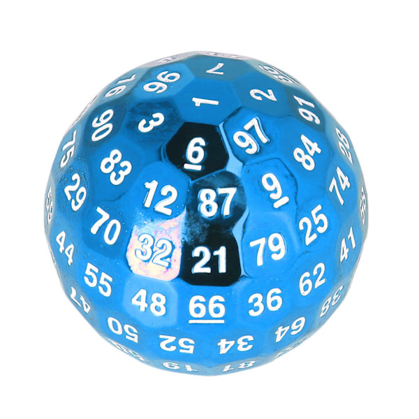 Metal Polyhedral Terning 100 Sider Tung Lyseblå Rollespil Terning