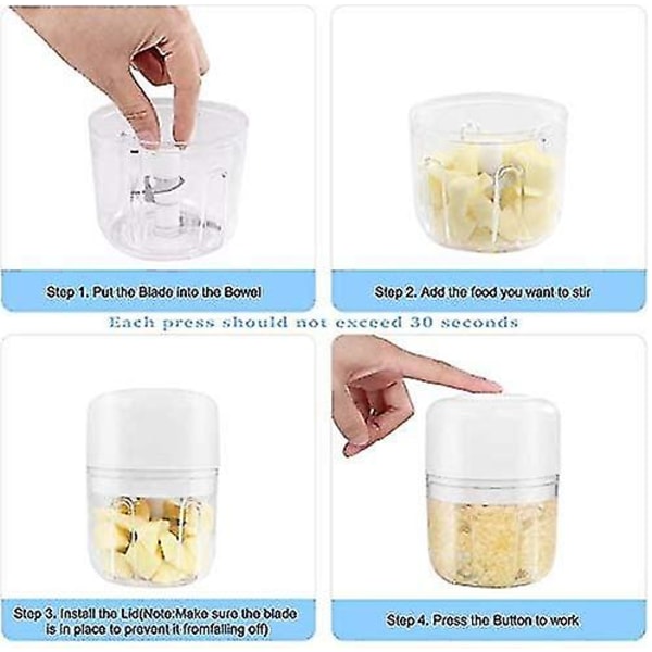 Mini Elektrisk Hackare, 250ml Mini Mixer Kötthacker, elektrisk Morotskvarn Vegetabilisk Rapier Multi