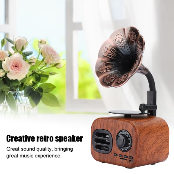 Bärbar Mini Retro Bluetooth Smart Speaker - Valnötsfärg