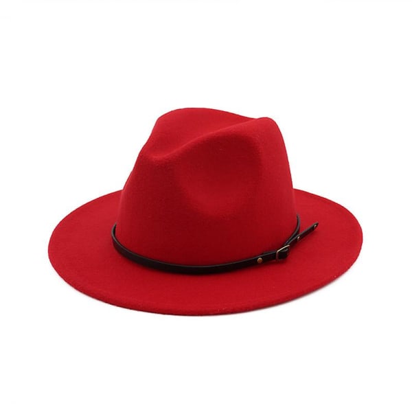 Kvinder eller mænd Fedora Hat i uldfilt Red