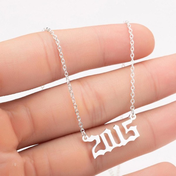 1980-2019 Birth Year Number Charm Pendant Stainless Steel Chain Necklace Jewelry Silver 1986