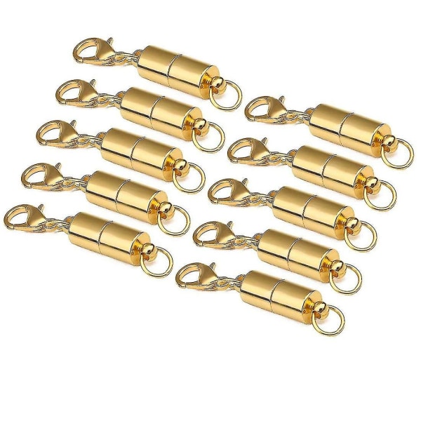 10 stk stærke magnetiske låse Smart lås Indbygget sikkerhedsmagnetisk lås med hummerlås til smykkefremstilling gør-det-selv Gold