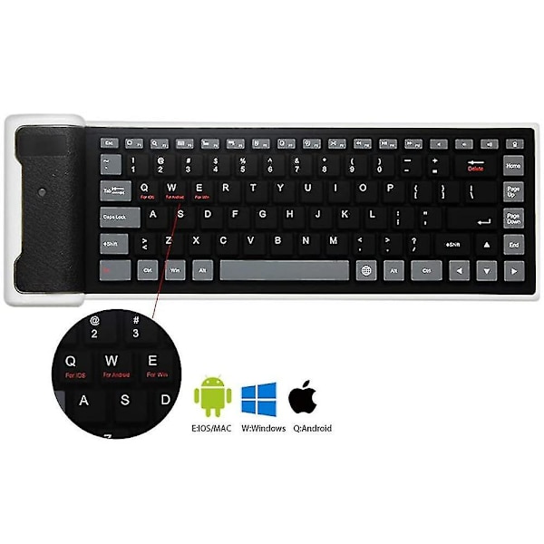 Taitettava kannettava Silent Click Silikoninen Vedenpitävä Rollup Keypad Ohut