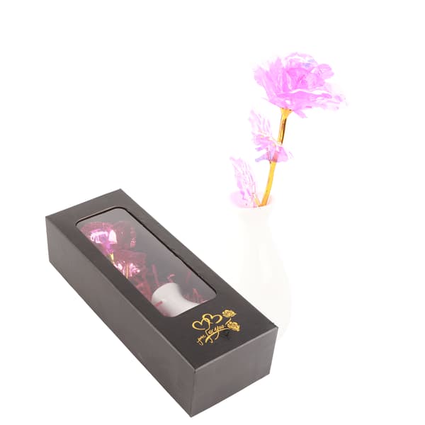 Guld Folie Ros Blomma Glödande Presentförpackning Alla Hjärtans Dag Mors Dag Present