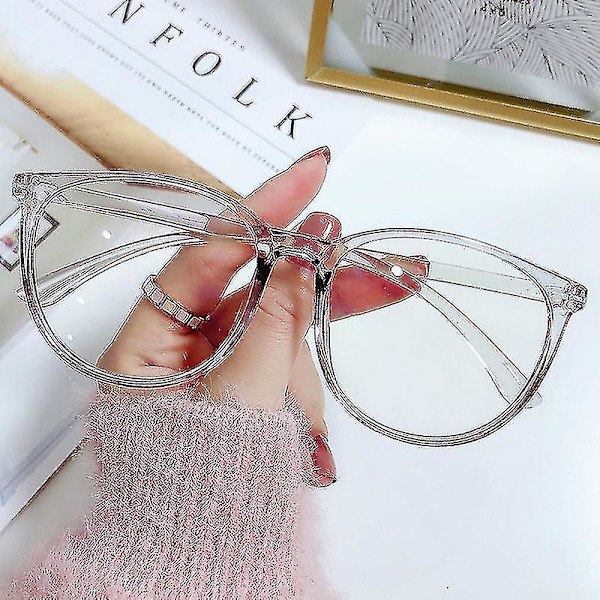 Färgskiftande Blåljusglasögon Pc Retro Glasögon Mode Helbildsglasögon För Kvinnor Män Anti Transparent Gray Frame