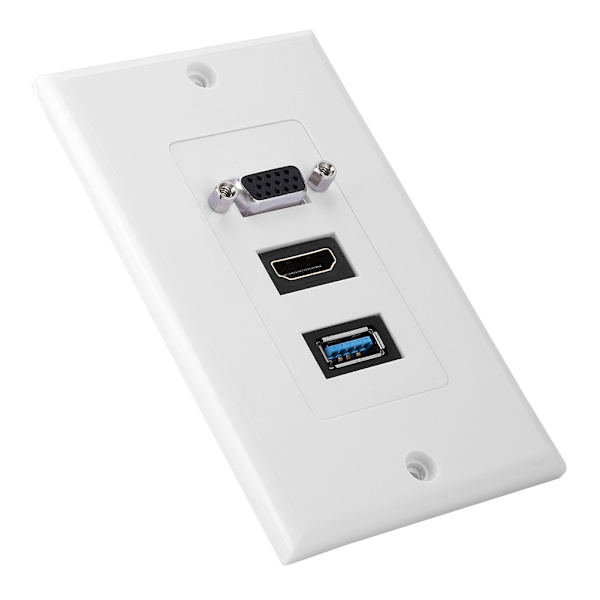3-portars VGA HDMI USB3.0 väggmonterad paneladapter