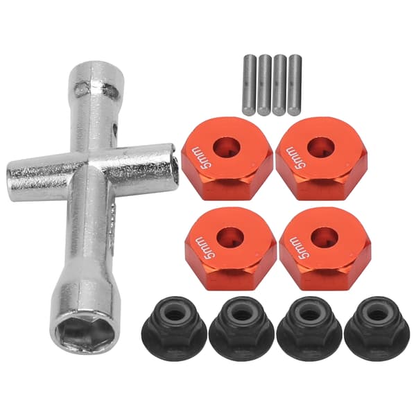 12mm Hex Adapter Kryssnyckel M4 Halkfri Mutter Set för 1/10 RC Bil Röd