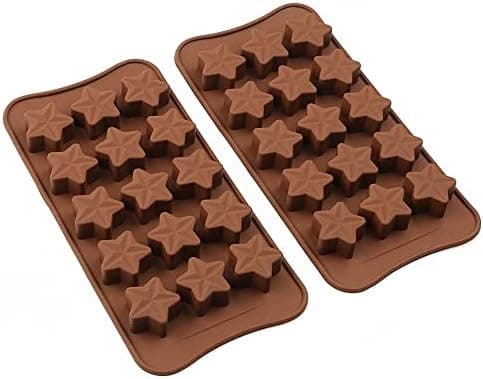 【BQ】Stjerneformede Chokoladeforme i Silikone, 2 stk, 15 Hulrum, Isterningform, Stjerne, Non-stick, Slik, Dessert, Gelé, Silikoneform