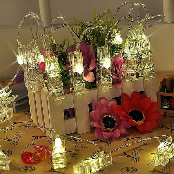 Photo Clip String Lights/20 LEDs/9.84ft(3m)peg Light/batteridriven LED Bild/foto/notiser/konstverk Hängande