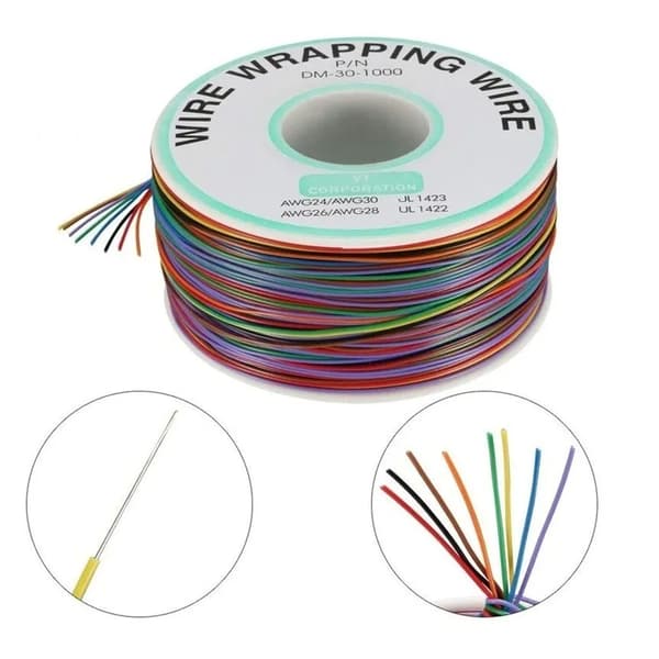 8 Farver Fortinnet Kobber PCB Vikletråd Kabel 30AWG til Luftfart