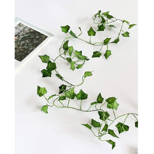 Kjedelys Led kunstige planter Grønt eføyblad, vinranke til hjemmedekor bryllup, 2m 20 lysdioder (2 stk Maple Leaf)