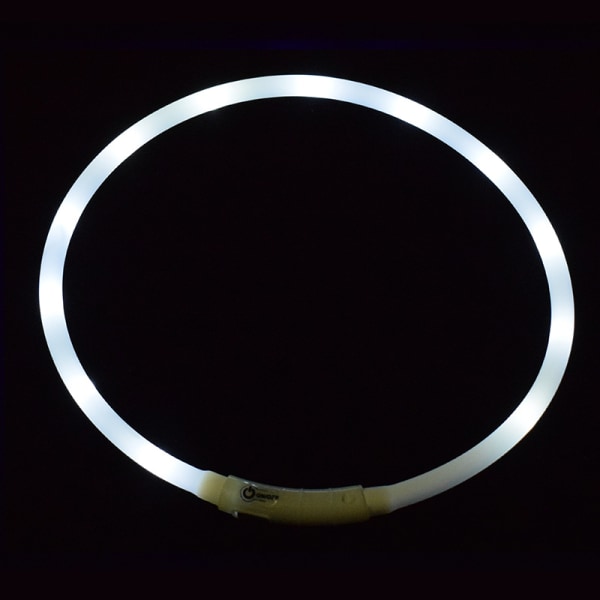 ny stil USB genopladeligt LED-hundehalsbånd - glødende kæledyrssikkerhedshalsbånd Silikone skærbare lys-op-hundehalsbåndslys til hundegange om natten (hvid)