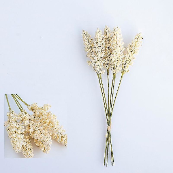 12 st Vete öra konstgjorda blommor mini bär brudbukett blommor för heminredning bröllop White