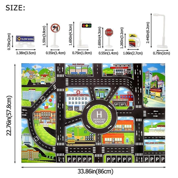 Hhcx-barneleker Byparkeringsplass Veikart Gjør-det-selv-trafikk Veiskilt Diecast Legering Lekemodell Bil Klatrematter Leker Til Barn Gavespill 28 PCS Signs NO.1