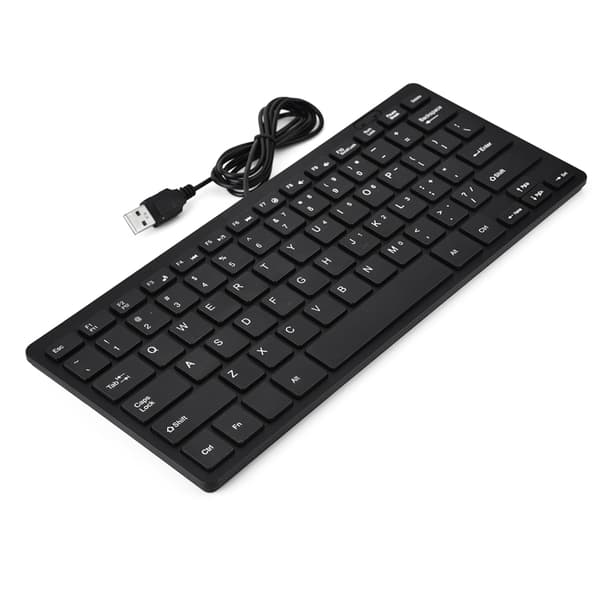 Ultratyndt mini USB-tastatur til stationær computer Bærbar computer (sort, 78 taster)