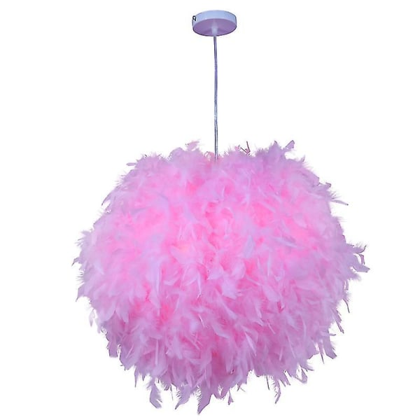 Fjærlysskjerm for takhengelys 30 cm fluffy lampeskjerm Lampeskjerm lysskjerm for lampe Pink