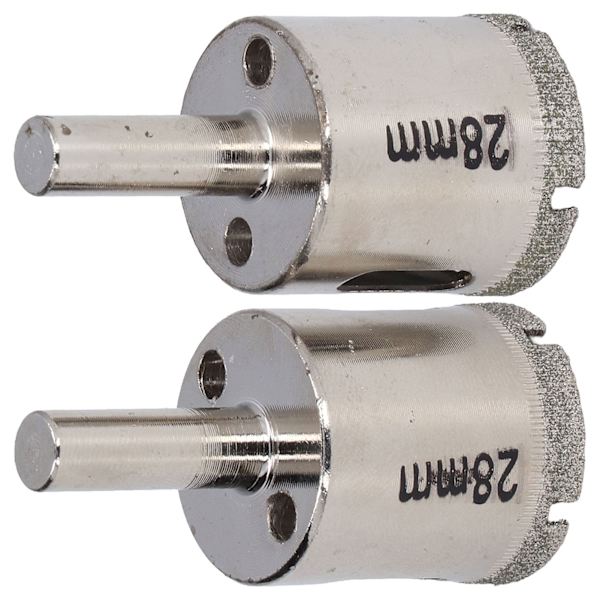 2 stk. 28 mm glashulsav borebit rustfrit stål emery hulåbner til marmor granit keramik