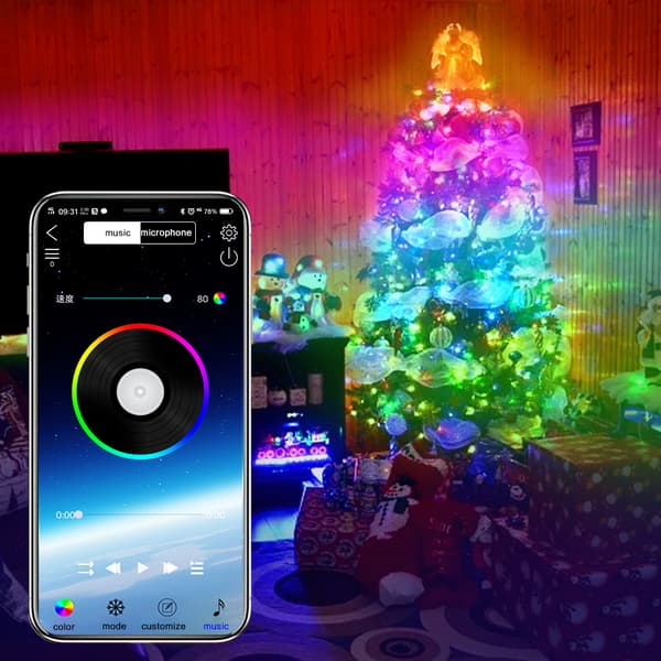 Bluetooth USB Kobbertråd Lyslenke APP Kontrollert Juledekorasjon
