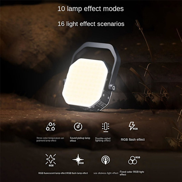 Fill Light Dubbelsidig Live Atmosphere Light Camping Light Rgb Röststyrd justering