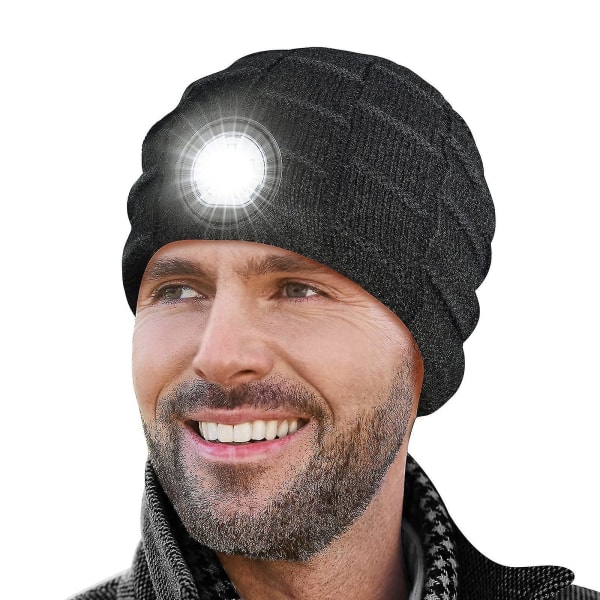Led Beanie Hat Varm Ljus Pannlampa Hatt Med Lätt USB Uppladdningsbar