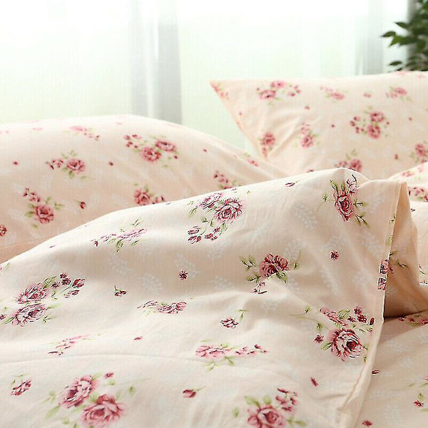 Bomull Sängkläder Set Örngott Lakan Påslakan Quilt Cover Blommig lantlig stil 230X230cm(sheet)