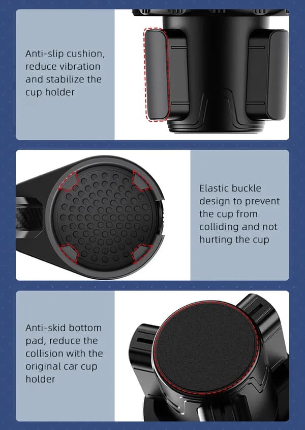 【BQ】Bil kopholder Expander adapter 360° Roterende pladeholder sort black large
