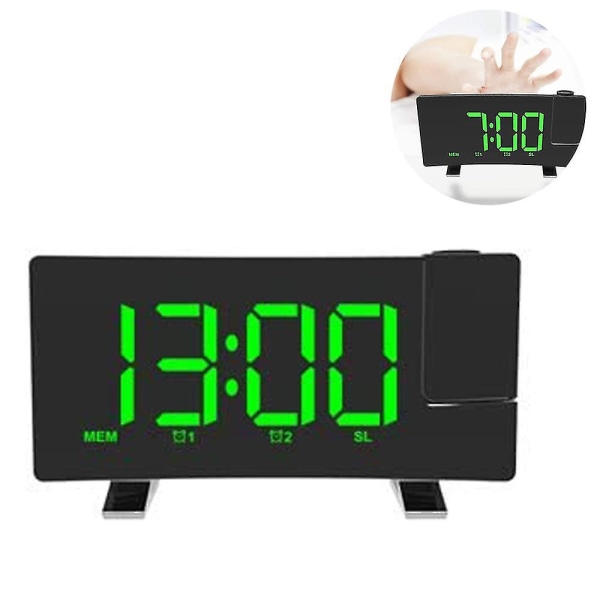 Projisert vekkerklokke, radio digital klokke med usb-lader, 0-100 % lysstyrkedimmer med full rekkevidde, dobbel vekkerklokke for tung sovende, slumre