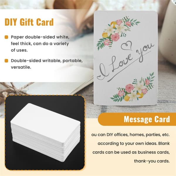 【BQ】Tomme hvite papppapir meldingskort visittkort DIY-merkelapper ca. 100 stk (hvit)