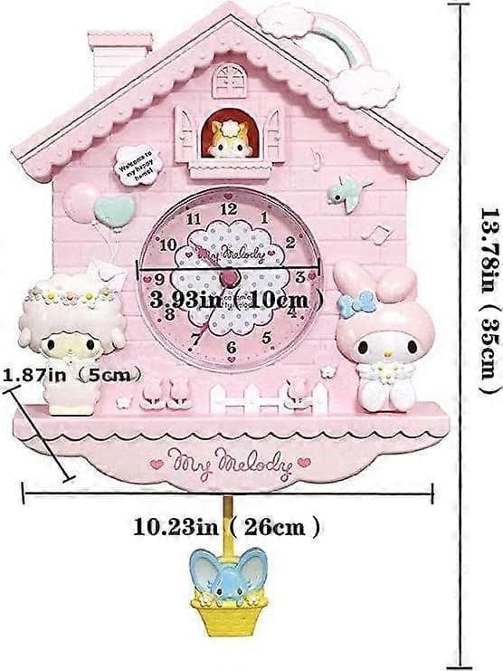 【BQ】Melody Väggklocka 30 cm Tecknad Svängande Barn Flickor Vägg Quartz Klocka Heminredning Sovrum Tecknad Väggklocka Pink