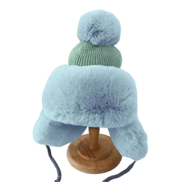 Winter Hot Hat Cold Protection Vindtäta och varma plyschöron (blå)