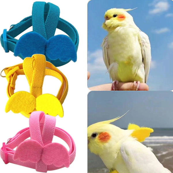 Lång kabelfågelsele Dekorativ lättviktsparakit papegojaväst Rep för fågel Yellow L
