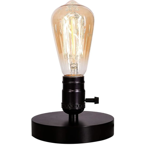 Retro sänglampshållare E26 E27 Industriell liten bordslampa med stickkontakt på/av