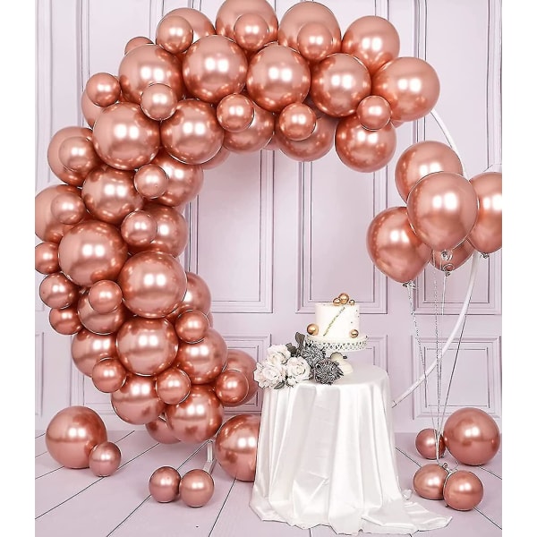 50 delar roséguld ballong, 10 tum metallisk roséguld ballong för fest Rose